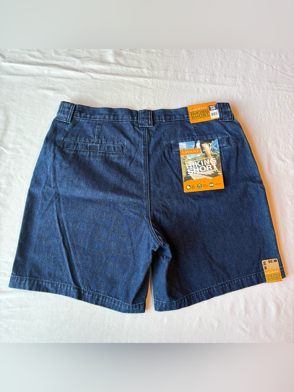 NWT Savane Men’s Hiking Denim Shorts size W36 Blue Jean Outdoor Comfort Waist - Picture 8 of 14